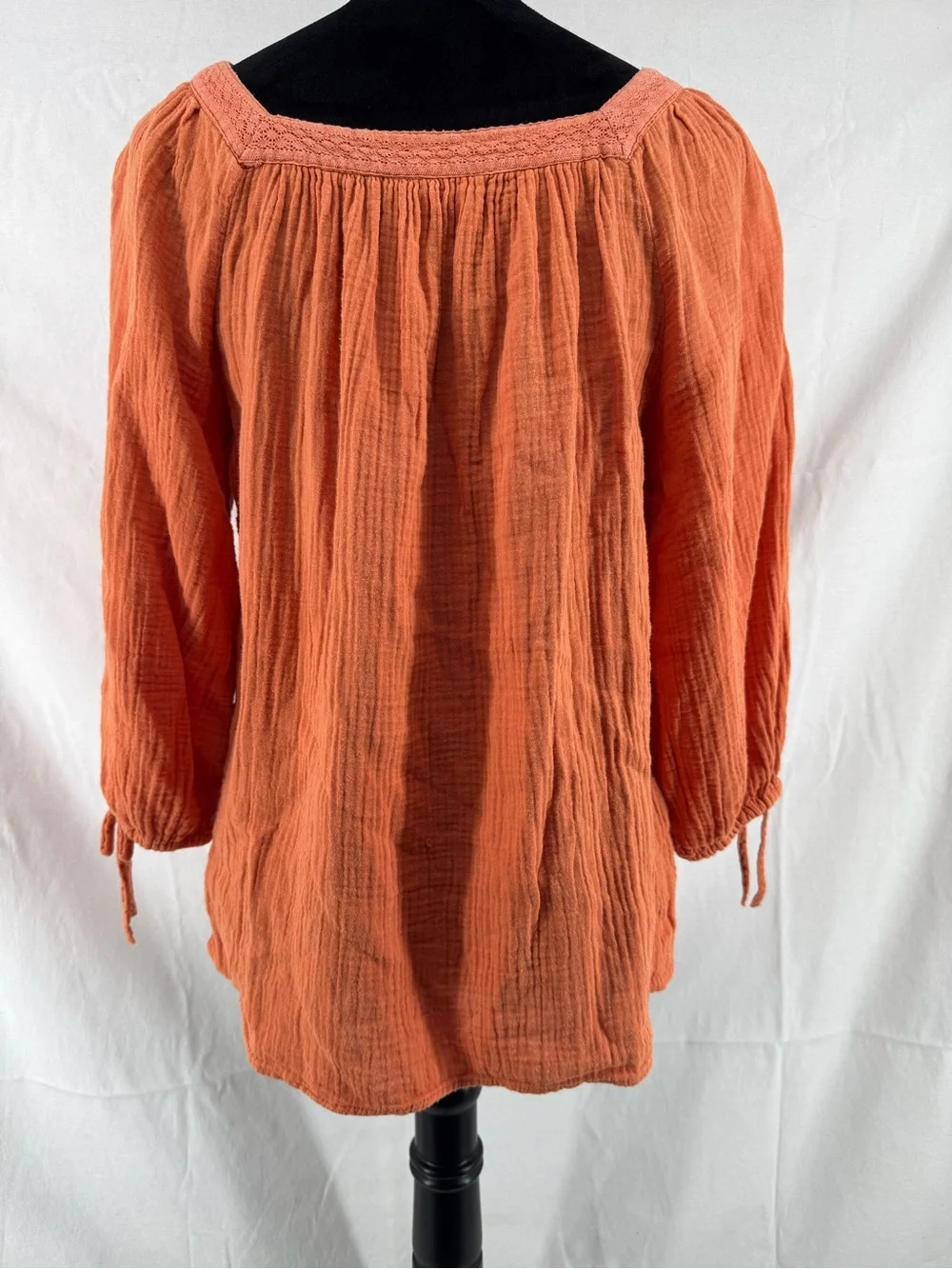 LC Lauren Conrad Rust Orange Gauze Peasant Blouse - Picture 2 of 3